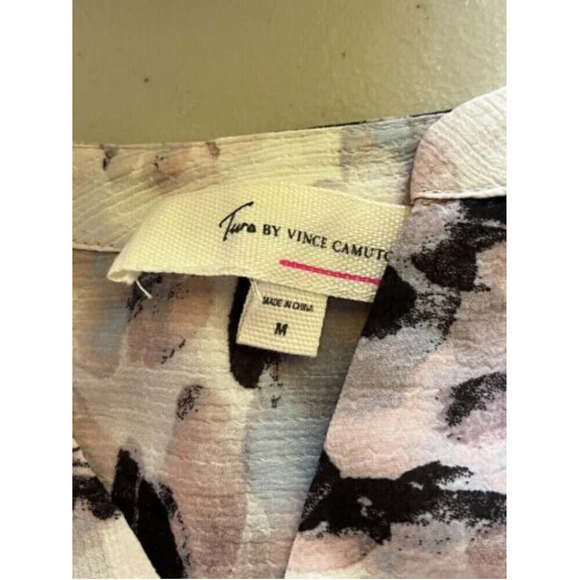 Two By Vince Camuto polka dot tunic blouse m sheer artsy Lagenlook preppy coast - Picture 8 of 9